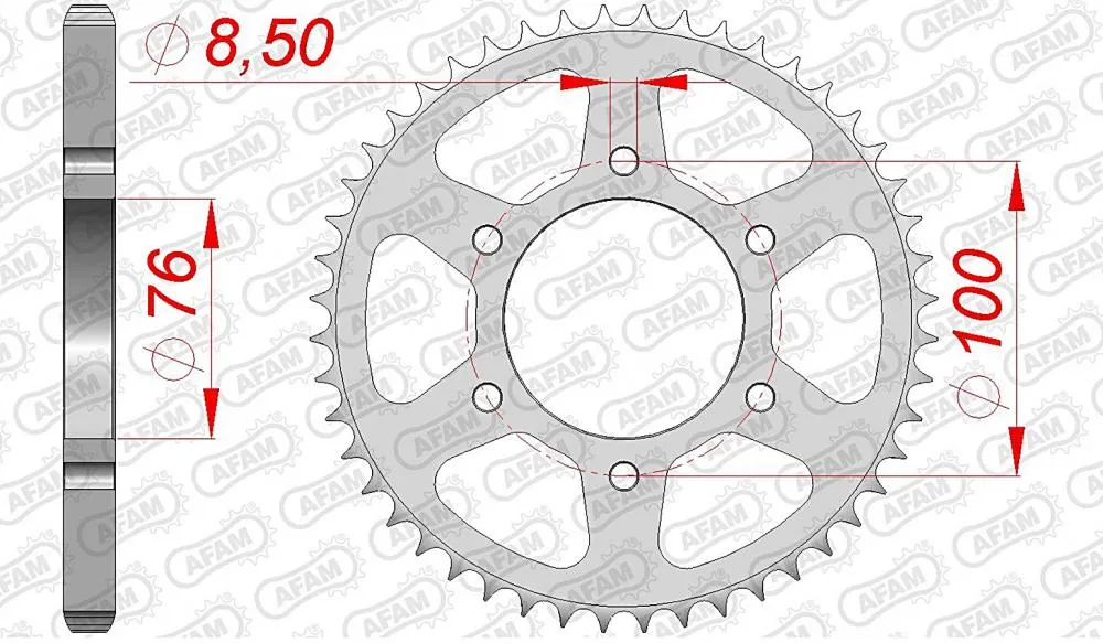 afam_kettenrad_hinten_12227 AFAM Kettensatz Stahl 428 XMR-G 14x48 - Yamaha YZF-R 125 2008-18