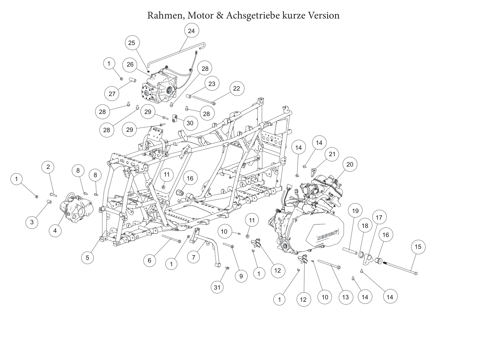 Rahmen, Motor & Achsgetriebe kurze Version