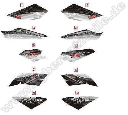 Aufkleber 2 für rotes Fahrzeug