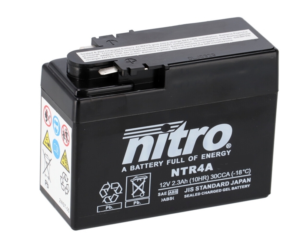 Nitro NTR4A-BS AGM Batterie 12V 2,3AH - Einbaufertig (YTR4 FTR4-12B) Nitro NTR4A-BS AGM Batterie 12V 2,3AH - Einbaufertig (YTR4 FTR4-12B)