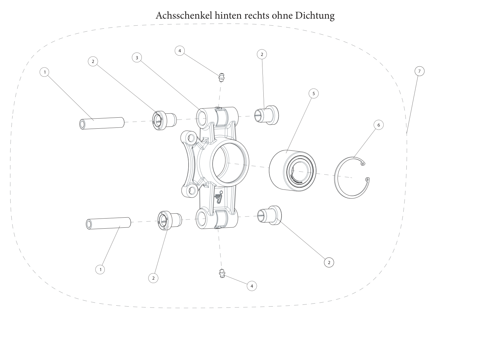 Achsschenkel hinten rechts ohne Dichtung