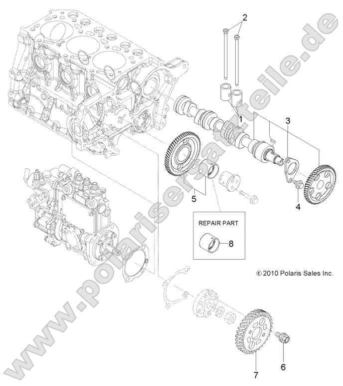 Engine, Camshaft and Driving Gear