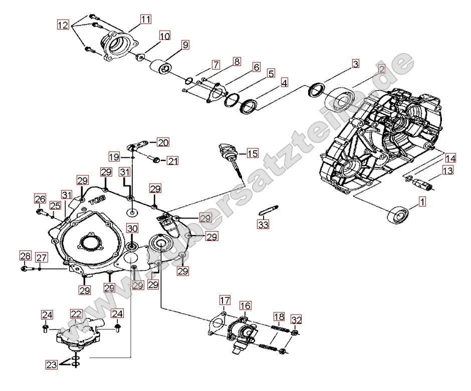 Wasserpumpe - Handstartereingriffsrad - Tachoantrieb