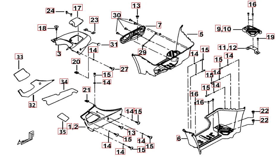 Fußstütze-Tankabdeckung quarzgrau-metallic