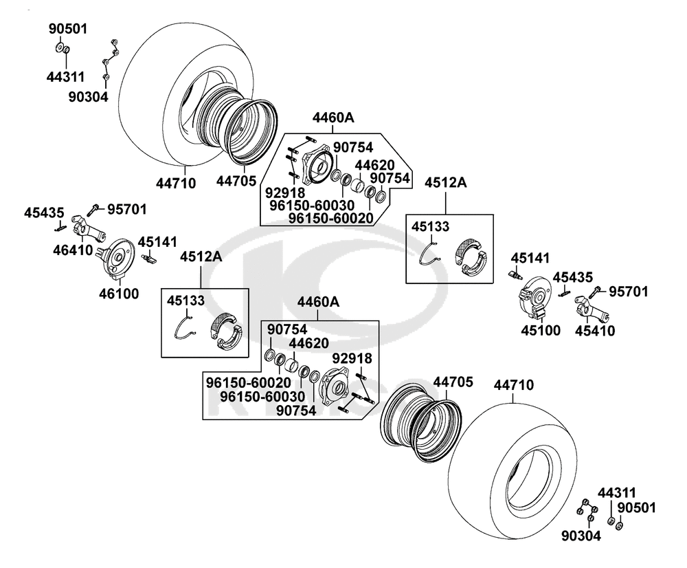 Räder vorne mit Bremse