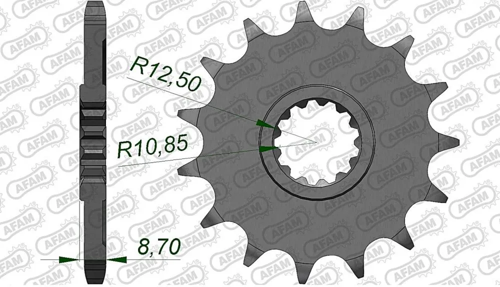 afam_ritzel_vorne_28405 AFAM Kettensatz Stahl 525 XHR3-G 16x42 - Kawasaki Z1000 2003-06