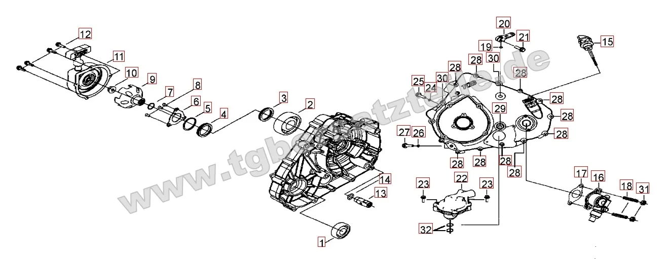 Wasserpumpe - Handstartereingriffsrad - Tachoantrieb Wasserpumpe - Handstartereingriffsrad - Tachoantrieb