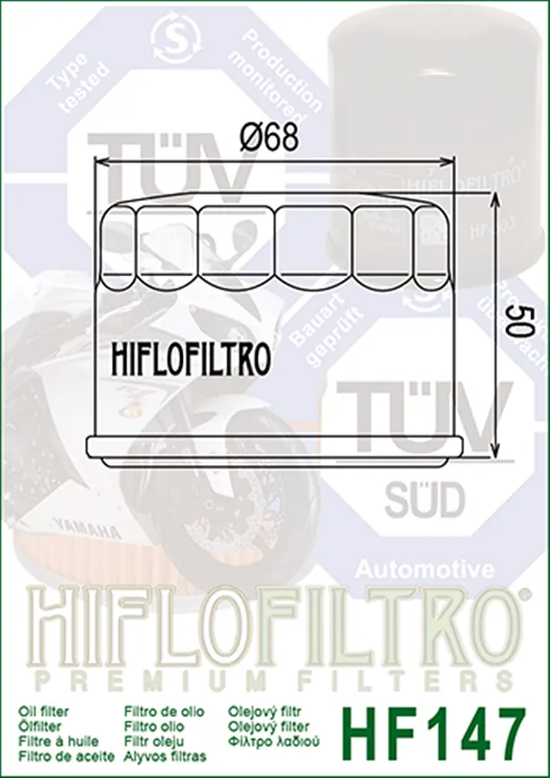 Hiflofiltro Ölfilter Hiflo HF147 Kymco - Yamaha