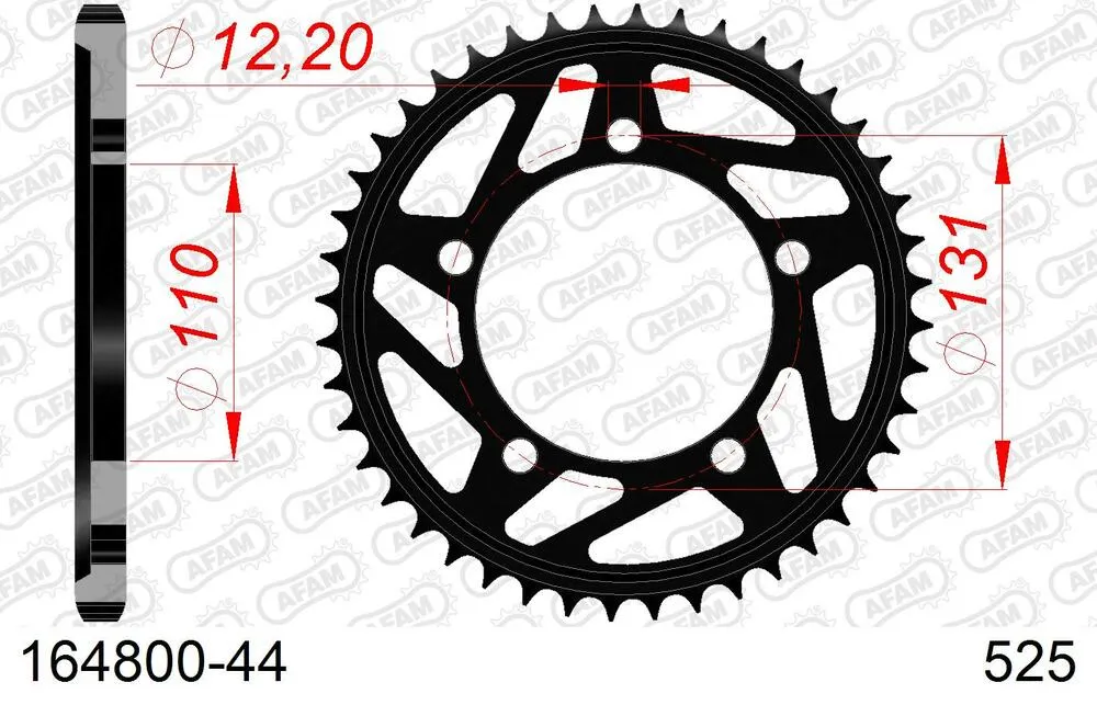 164800-44 AFAM Kettensatz Stahl 525 XHR3-G 17x44 - BMW S 1000 RR 2009-11 - 16489241