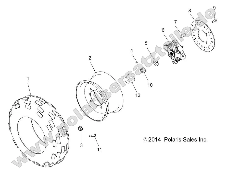 Wheels, Front Tire and Brake Disc (49ATVWHEELFRT14SP325)