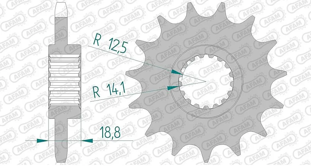 Afam_Ritzel_Vorne_61600 AFAM Kettensatz Stahl 525 XHR3-G 17x45 - Aprilia ETV 1000 Caponord 2001-08