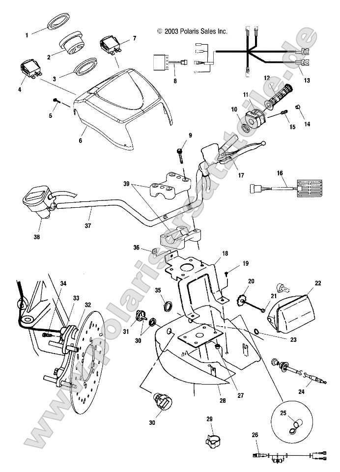 Handlebar and Headlight Pod Handlebar and Headlight Pod