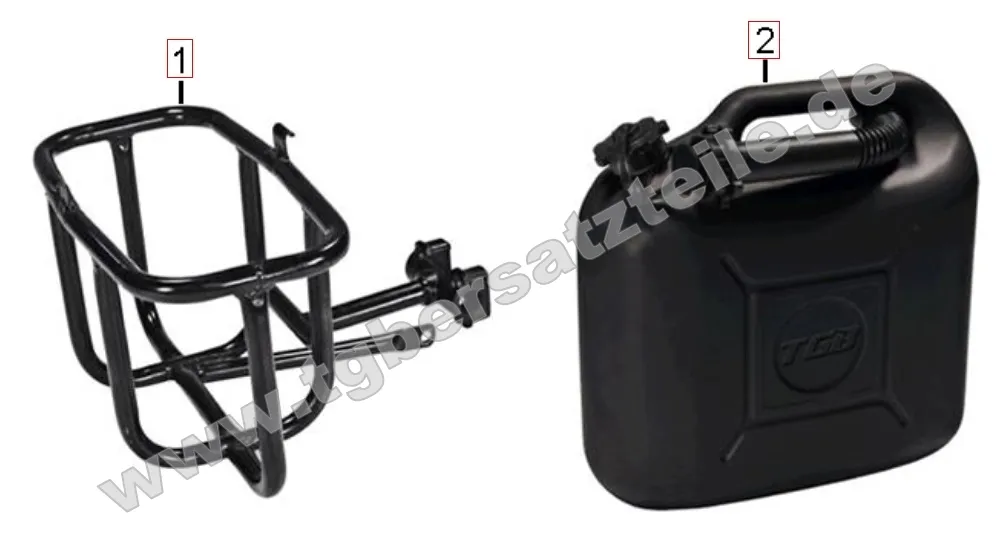 Benzinkanister und Halter Benzinkanister und Halter