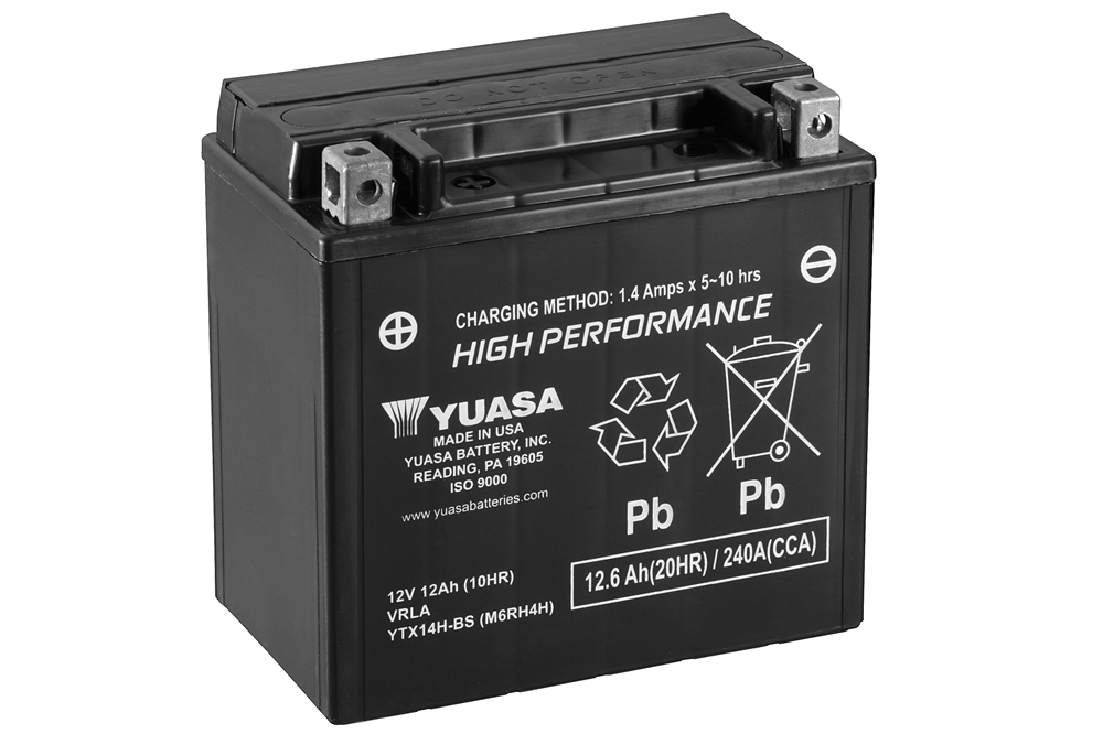 Yuasa YTX14H-BS AGM Batterie 12V 12AH CP - Einbaufertig (TX14H NTX14H-BS HVT08)