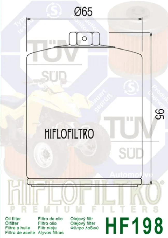 Hiflofiltro_Oelfilter_Hiflo_HF198_Technik Hiflofiltro Ölfilter Hiflo HF198 Polaris ACE 570 900