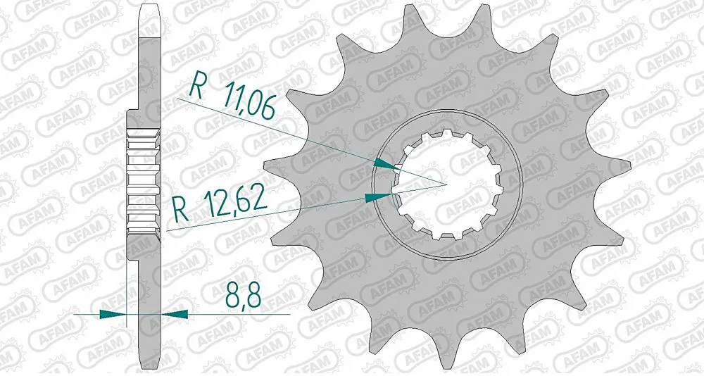 afam_ritzel_vorne_73301 AFAM Kettensatz Stahl 520 XRR2-G 13x50 - KTM EXC 125 1999-16