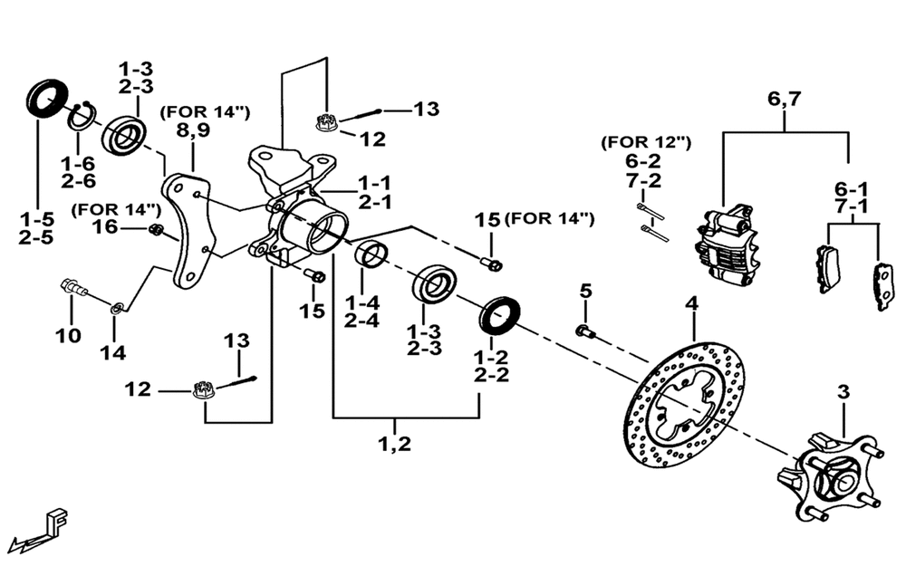 Bremssattel, Bremsscheibe & Achsschenkel vorne
