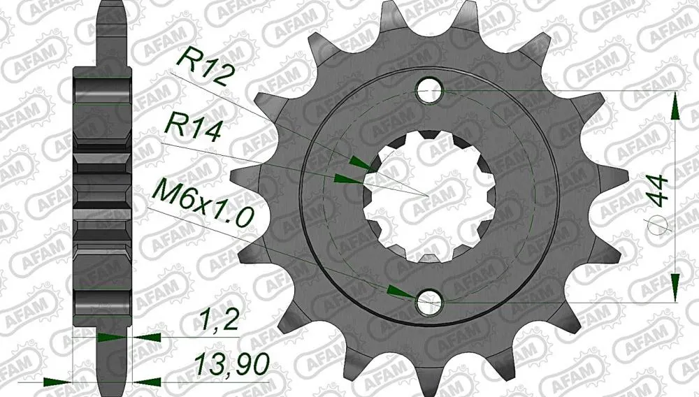 afam_ritzel_vorne_20606 AFAM Kettensatz Stahl 525 XRR 16x45 - Honda XRV 750 Africa Twin 1993-00