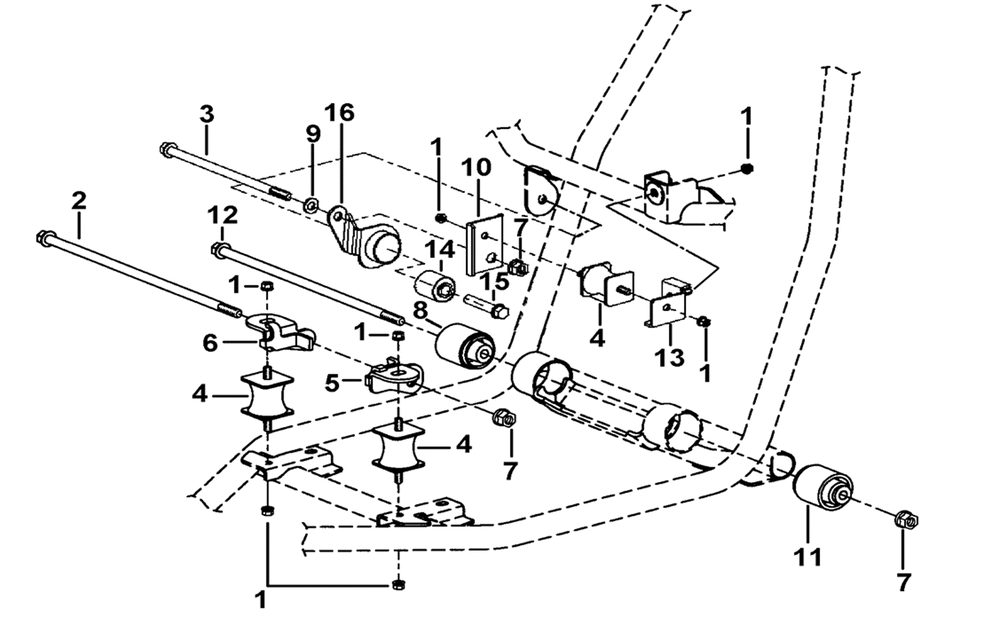 Einzelteile Motoraufhängung (FOR REAR DIFF. W/ LOCK OR W/ABS ) Einzelteile Motoraufhängung (FOR REAR DIFF. W/ LOCK OR W/ABS )