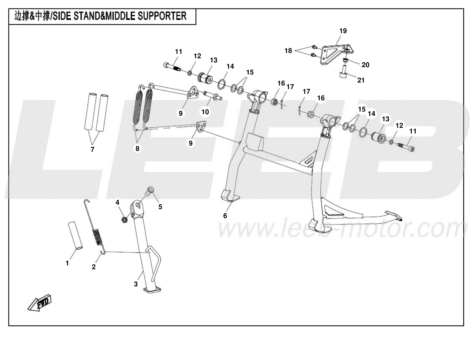 F03-4 SIDE STAND & MIDDLE SUPPORTER F03-4 SIDE STAND & MIDDLE SUPPORTER