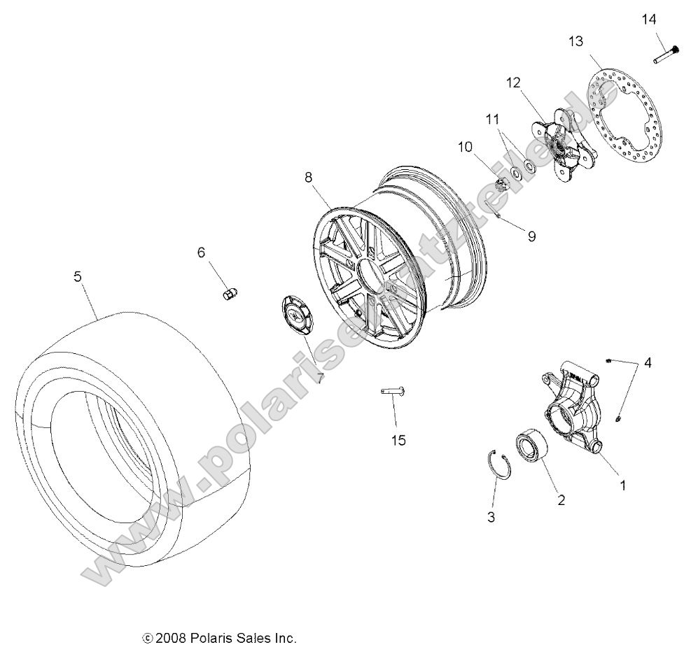 Wheels, Rear and Hub (49ATVWHEELREAR10SPXP850)