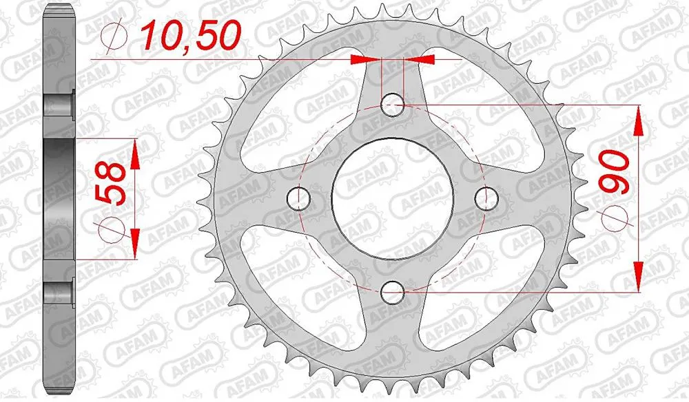 afam_kettenrad_hinten_10223 AFAM Kettensatz Stahl 428 R1-G 15x43 - Honda CM 125 C 1982-85