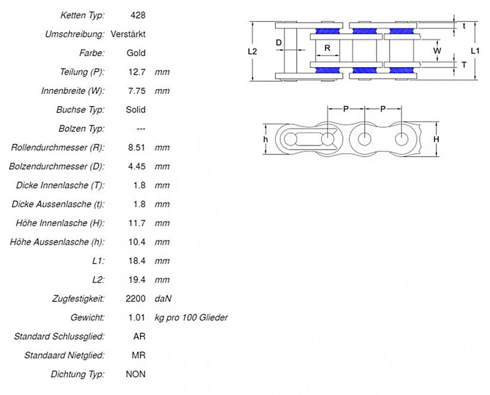 afam_ketten_daten_A428R1_G AFAM Kettensatz Stahl 428 R1-G 15x50 - Suzuki TS 125 R 1990-96