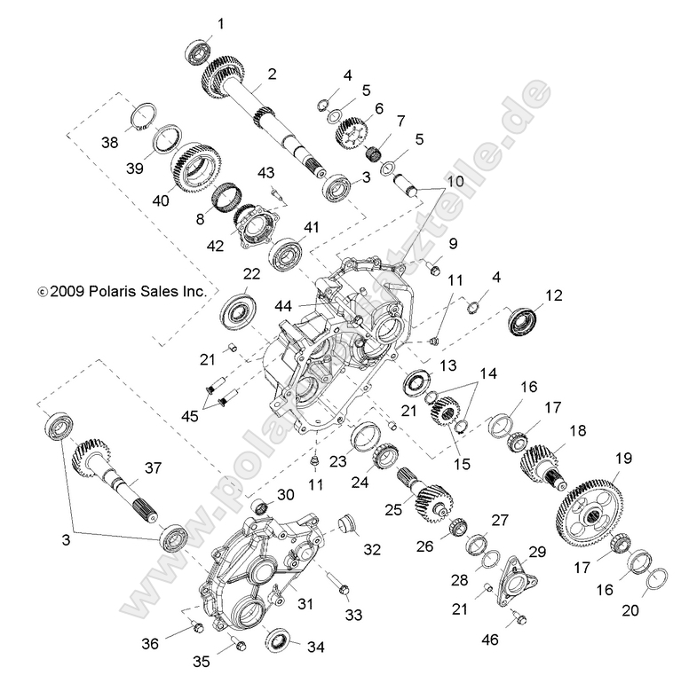drive train main gearcase internals 1 (Built 5/16/10 and Before)