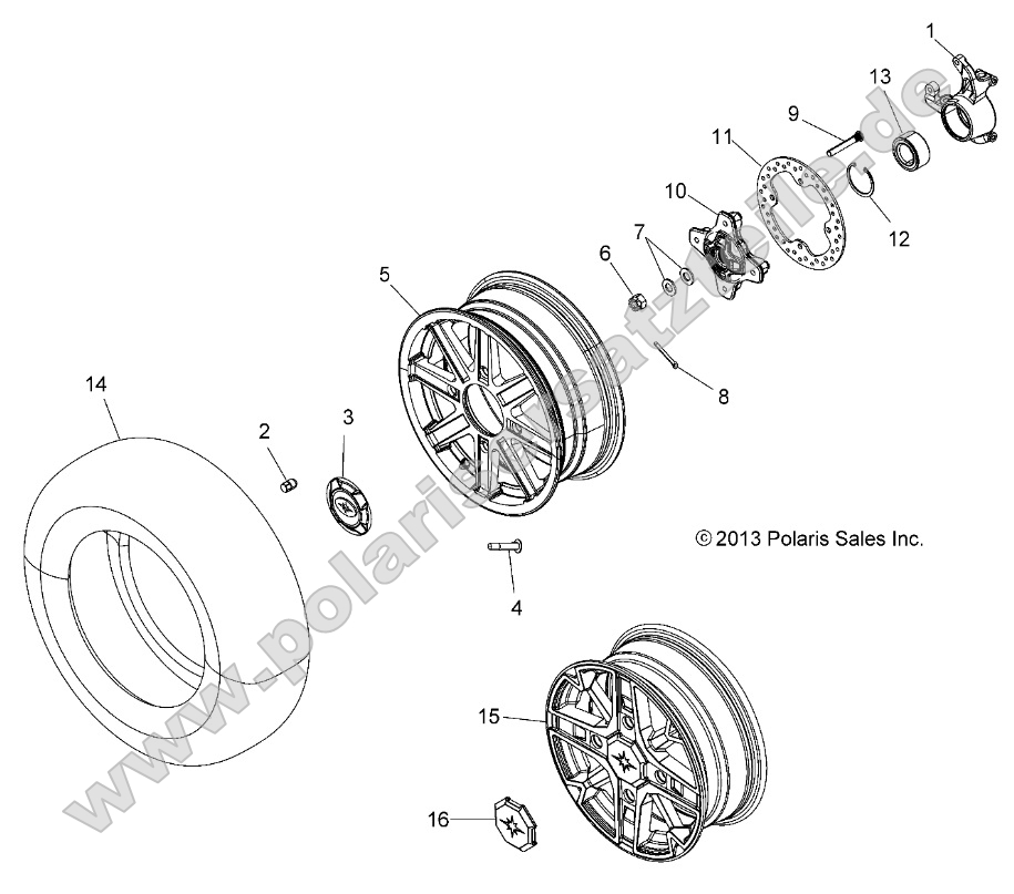 Wheels, Front and Hub (49ATVWHEELFRT14SPTRG)