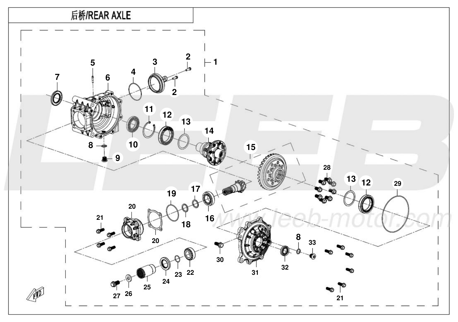 F33-A REAR AXLE(NO DIFFERENTIAL)