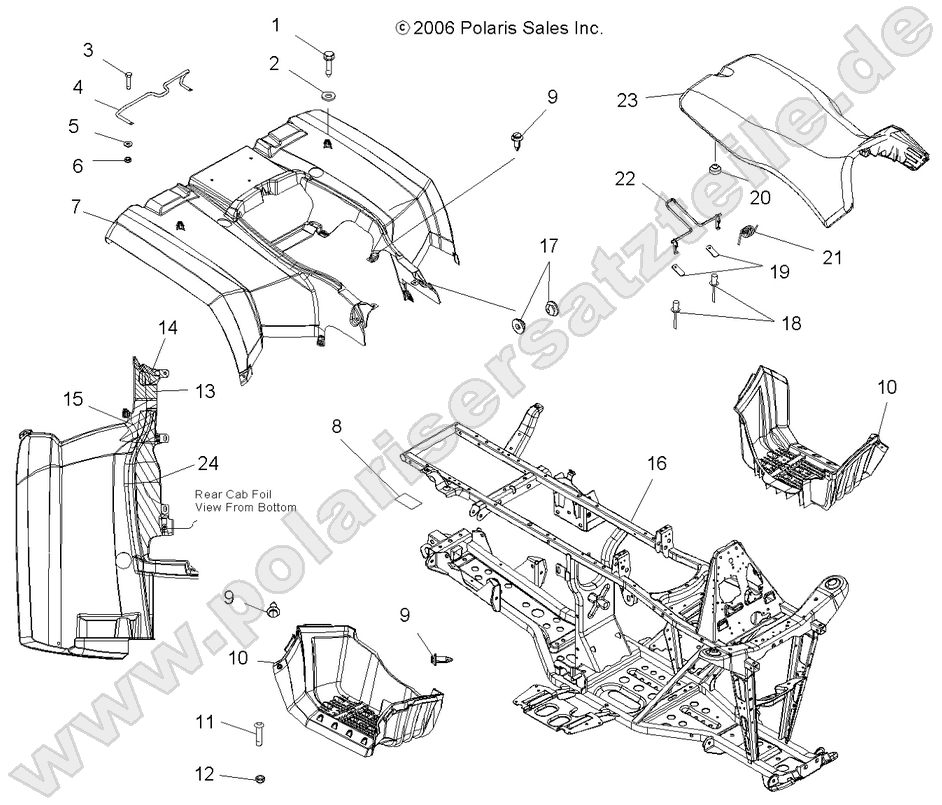 CAB, REAR, SEAT and FRAME