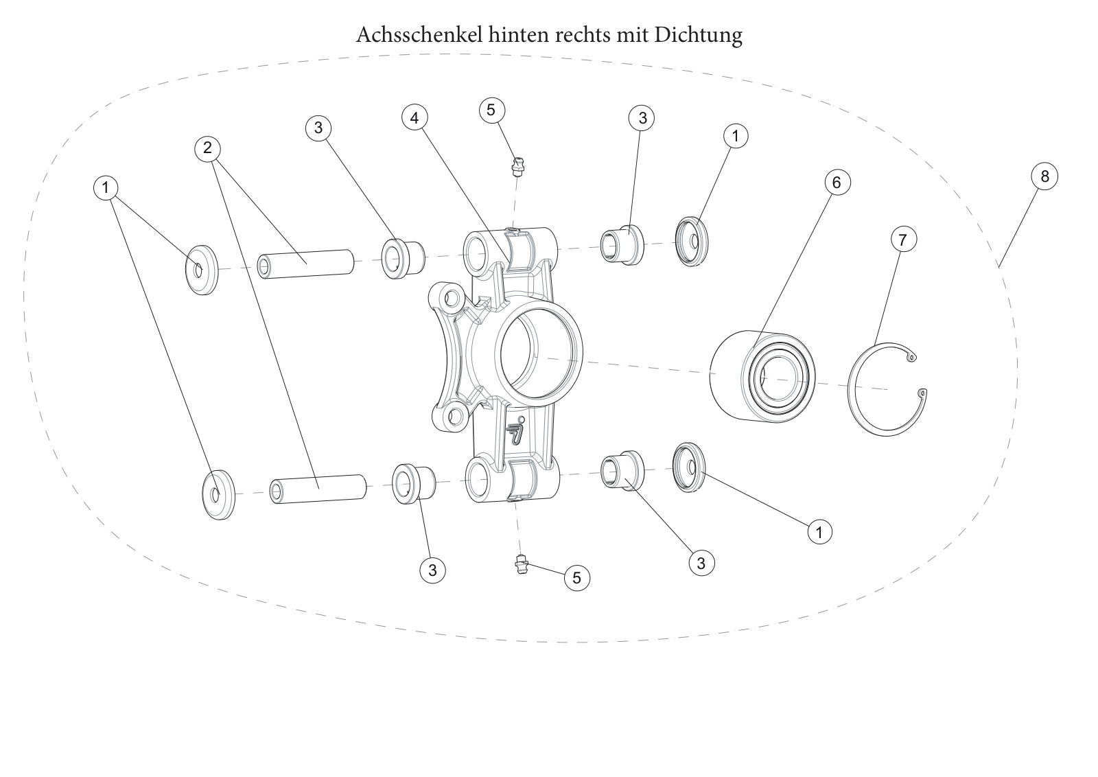 Achsschenkel hinten rechts mit Dichtung Achsschenkel hinten rechts mit Dichtung