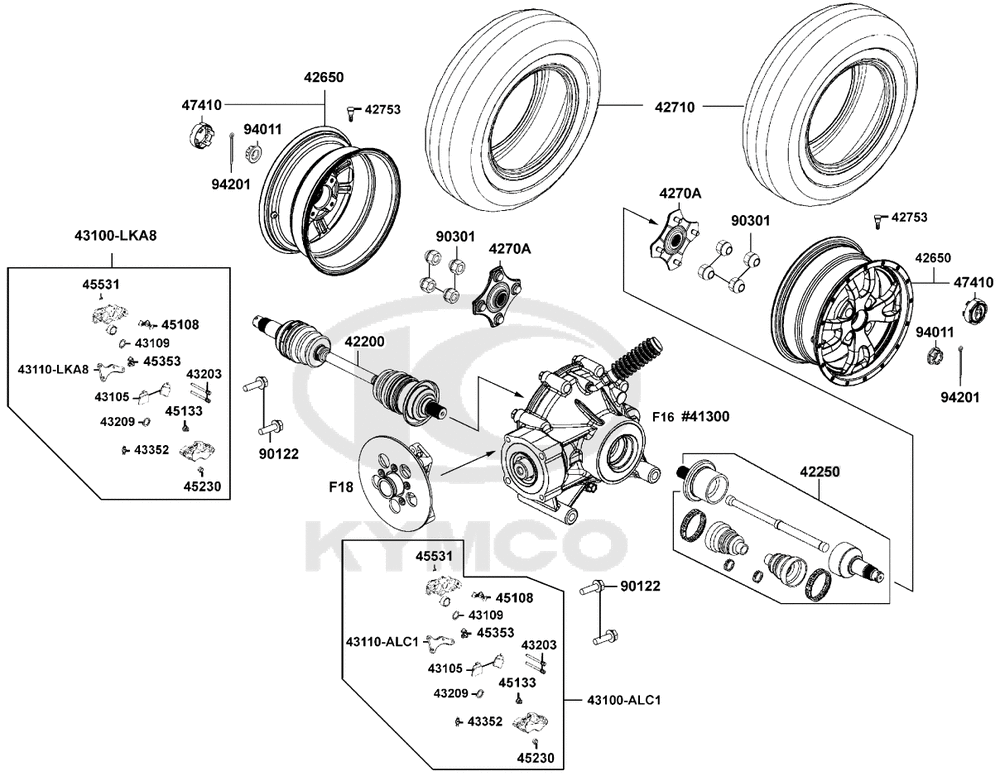 Räder hinten mit Bremse & Antriebswelle Räder hinten mit Bremse & Antriebswelle