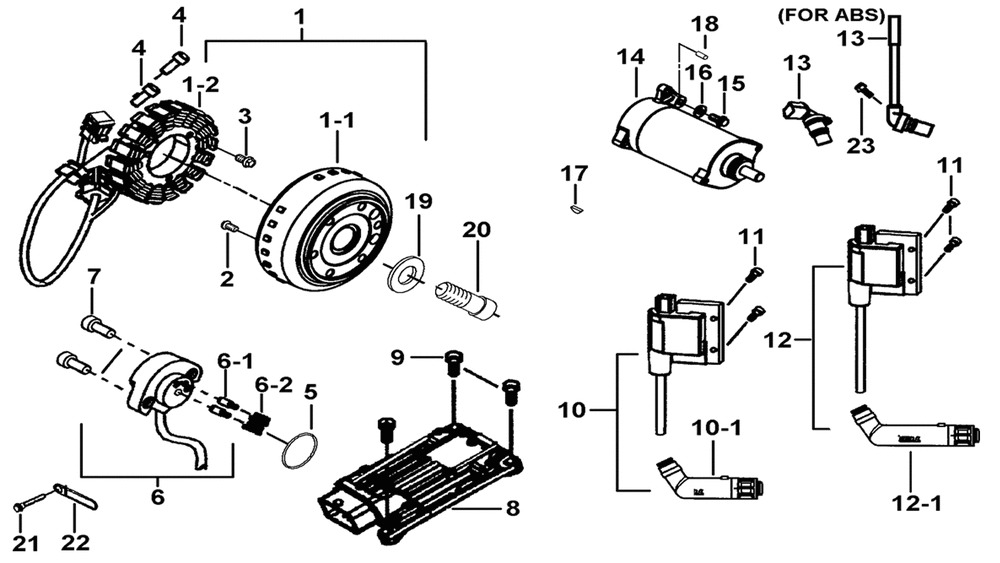 Lichtmaschine, Anlasser, ECU, Zündspule & Sensor ABS