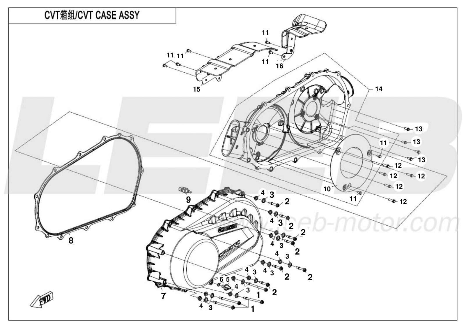E01-3-V3 CVT CASE ASSY