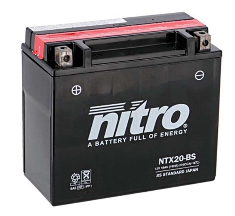 Nitro NTX20-BS AGM Batterie 12V 18AH - Einbaufertig (YB16-B 12N16-4B) Nitro NTX20-BS AGM Batterie 12V 18AH - Einbaufertig (YB16-B 12N16-4B)