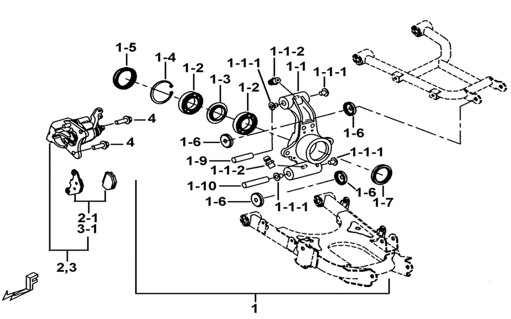 Bremssattel & Achsschenkel hinten