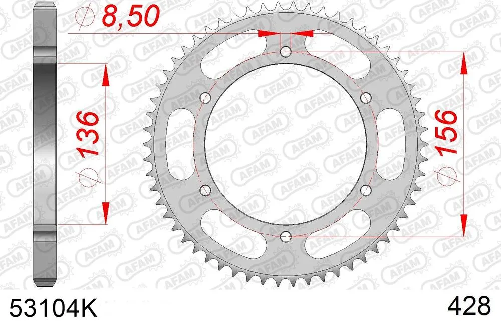 AFAM Kettensatz Stahl 428 R1-G 14x54 - Fantic TL 125 Motard 2020 - 05313637