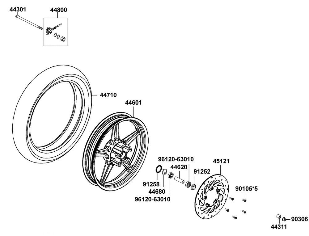 Vorderrad mit Bremsscheibe Vorderrad mit Bremsscheibe