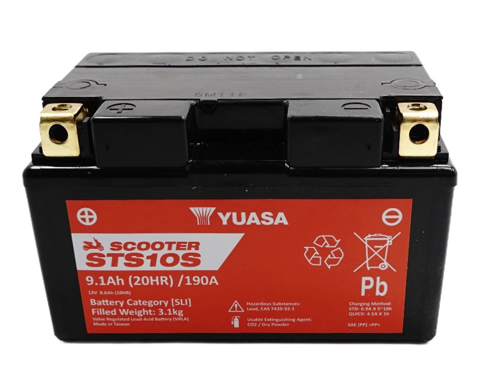 Yuasa STS10S AGM Scooter Batterie 12V 8,6AH CP - Einbaufertig (YTZ10S YTZ10S-BS YTZ10S-4)