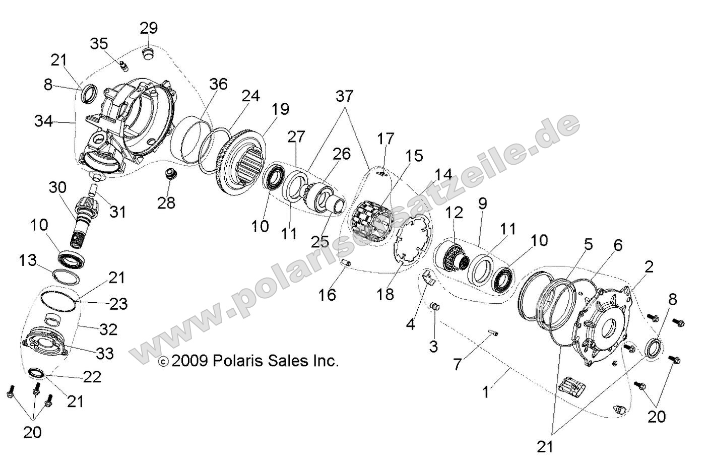 Drive Train, Front Gearcase internals Drive Train, Front Gearcase internals