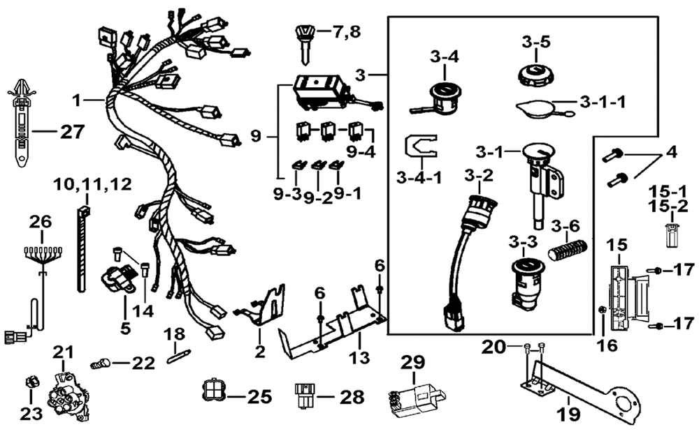 Kabelbaum, Elektrik & Schlosssatz
