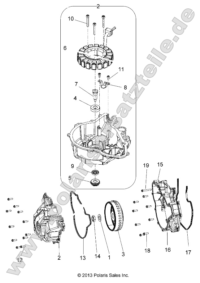 Engine, Stator Cover and Flywheel
