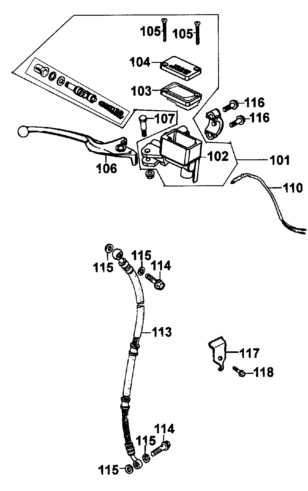 Hauptbremszylinder & Bremsschlauch vorn Hauptbremszylinder & Bremsschlauch vorn