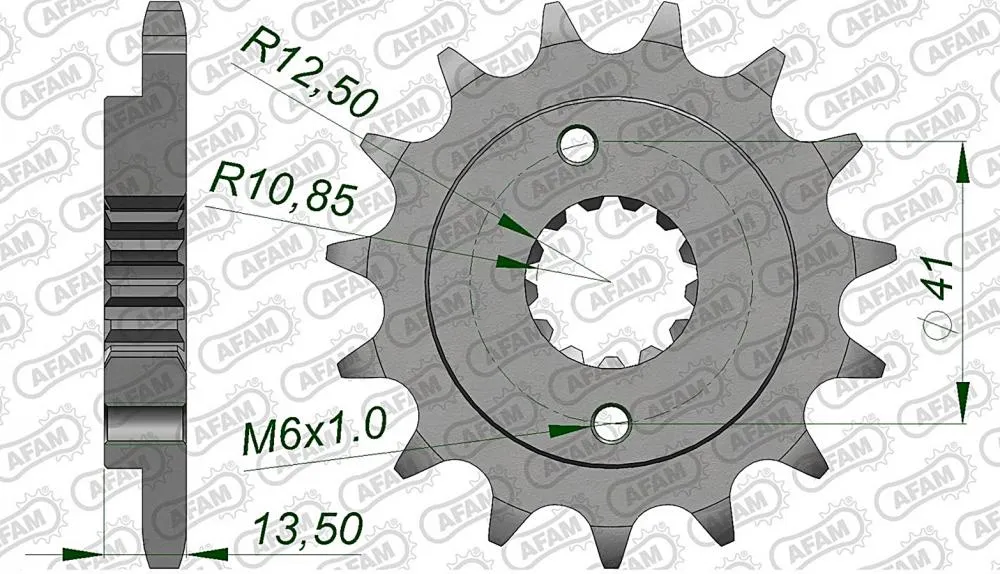 afam_ritzel_vorne_20507 AFAM Kettensatz Stahl 525 XMR2 16x49 - Honda XRV 650 Africa Twin 1988-89