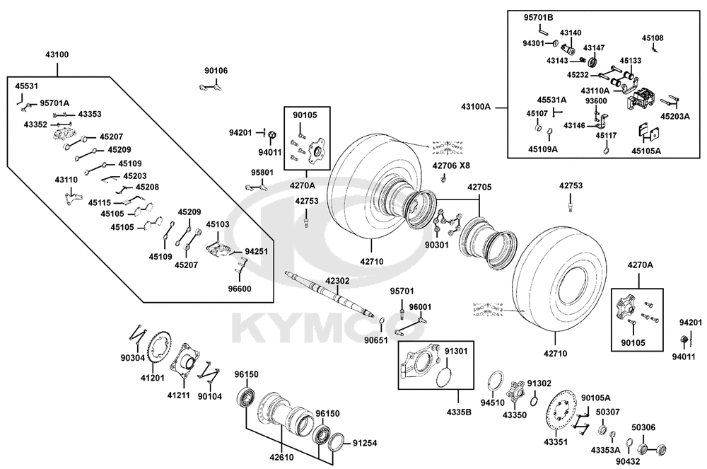 Räder hinten, Antrieb mit Bremse
