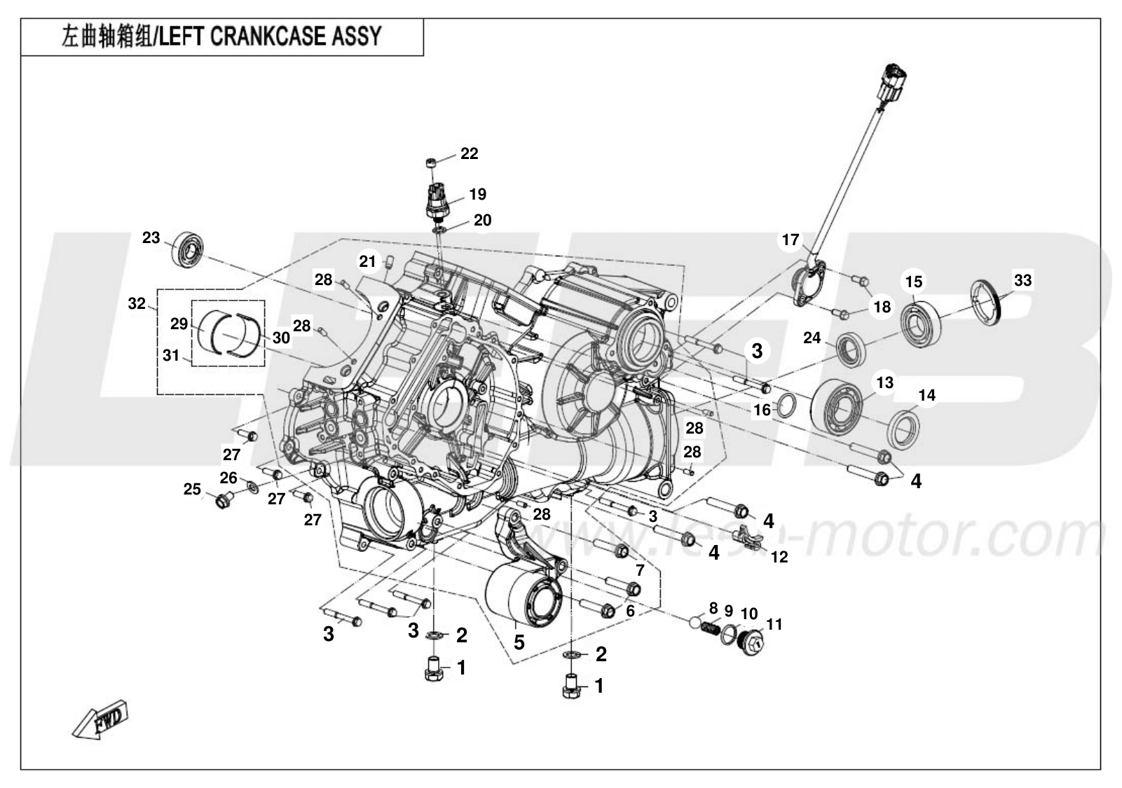 E01-1 LEFT CRANKCASE ASSY