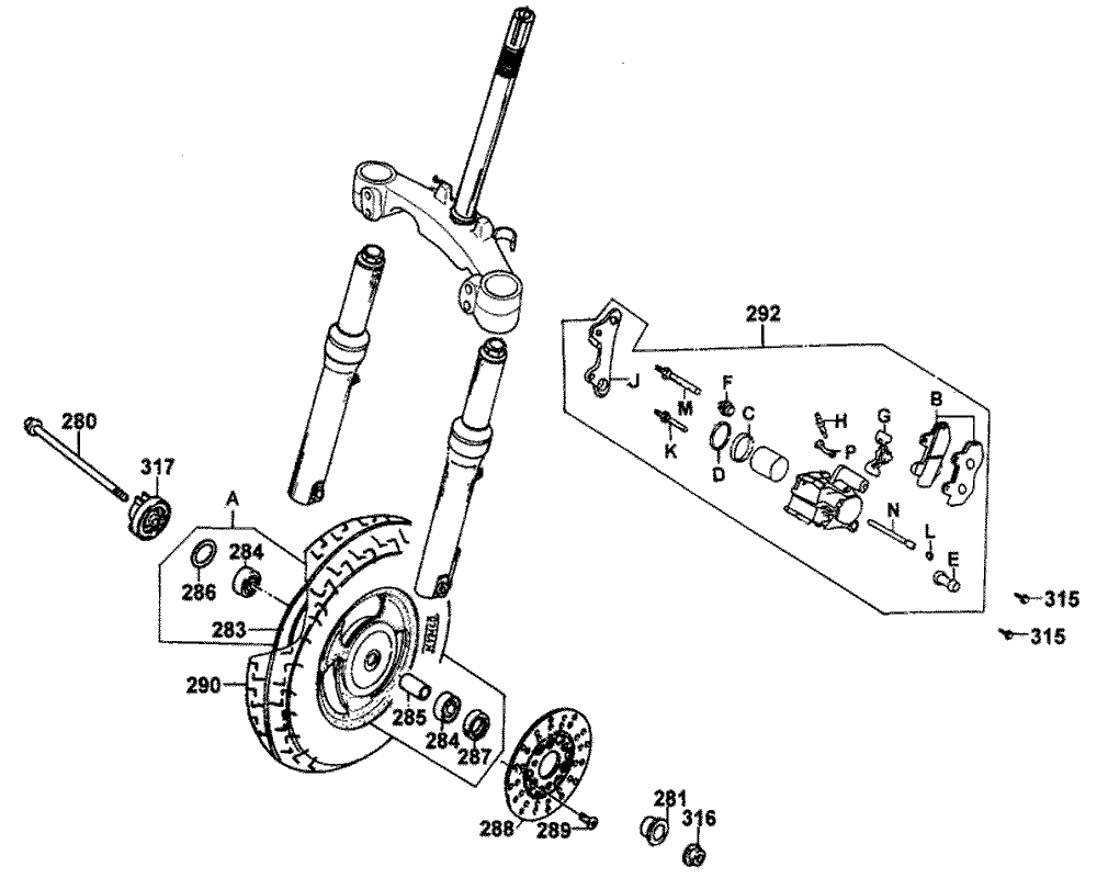 Vorderrad mit Bremssattel Vorderrad mit Bremssattel