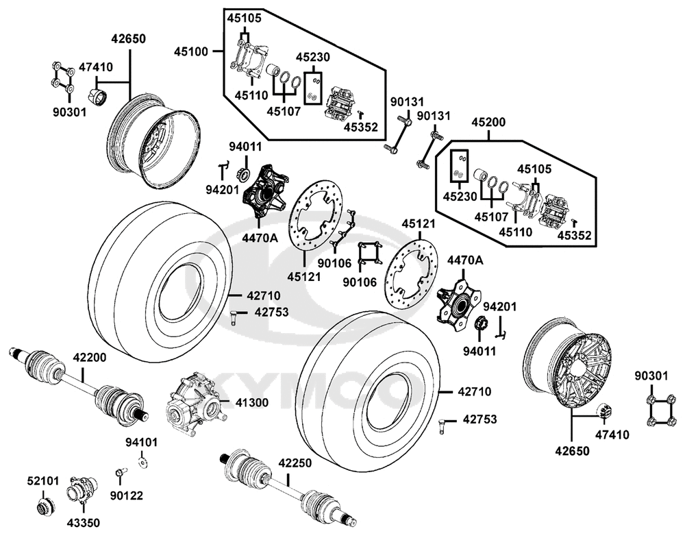 Räder hinten mit Bremse & Antriebswelle
