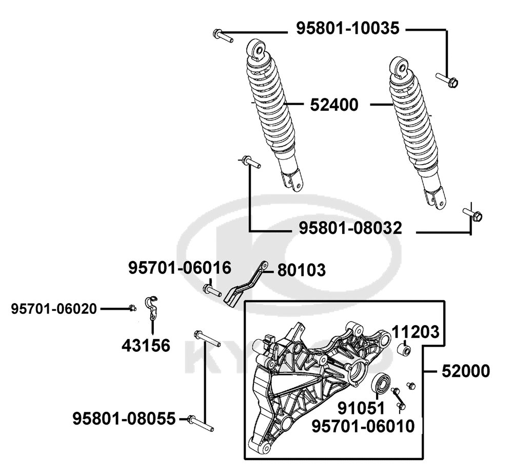 Federbein & Schwingarm hinten Federbein & Schwingarm hinten
